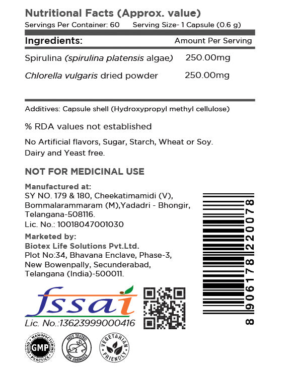 Spirulina Chlorella Capsules