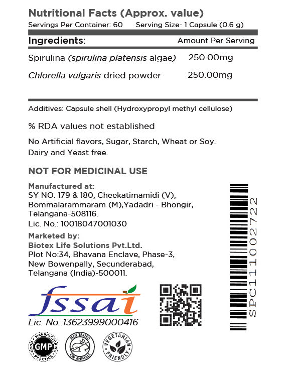 Spirulina Chlorella Capsules