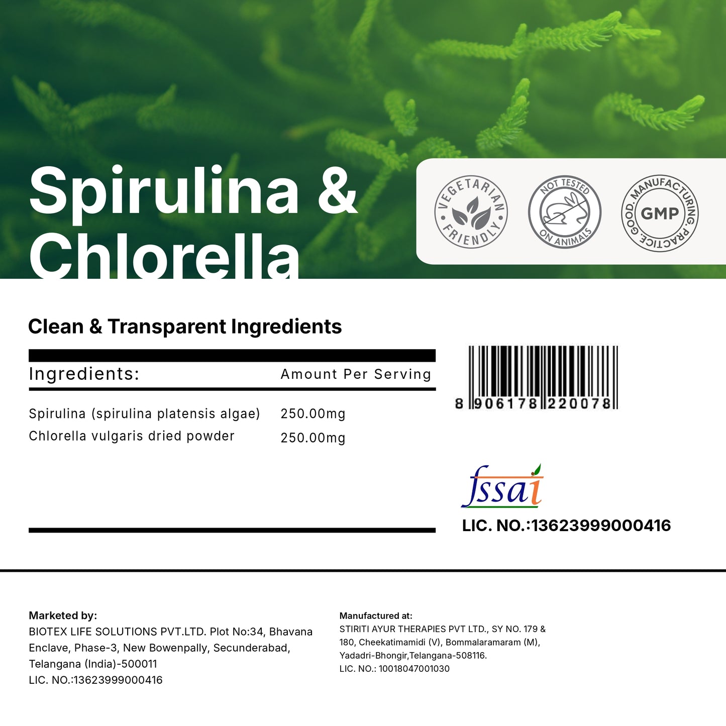 Spirulina Chlorella Capsules