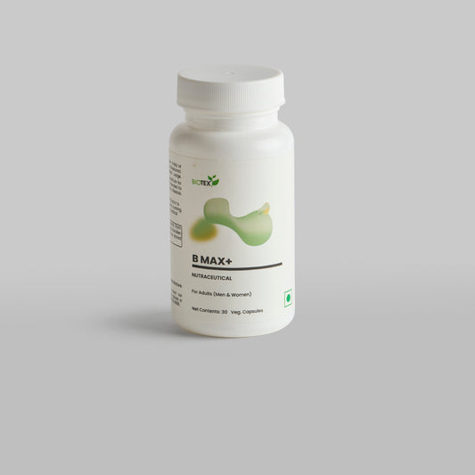 BIOTEX B MAX+ Herbal Capsules with Brahmi & Ashwagandha | Veg